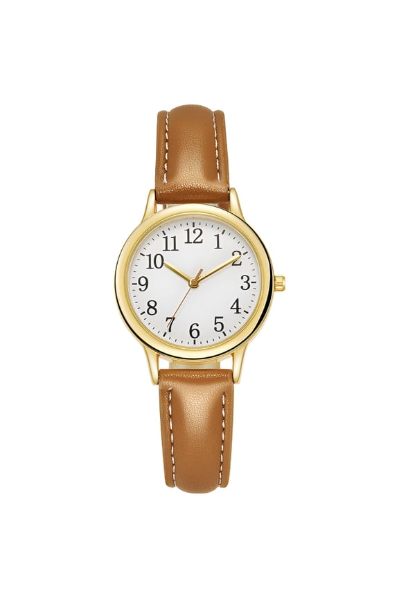 Leather Watch Analog Watch Women Minimalist Gift Watches for Women with Numbers Women's Sleek Quartz Dial Wind Up Wrist Watches Fashion with Strap