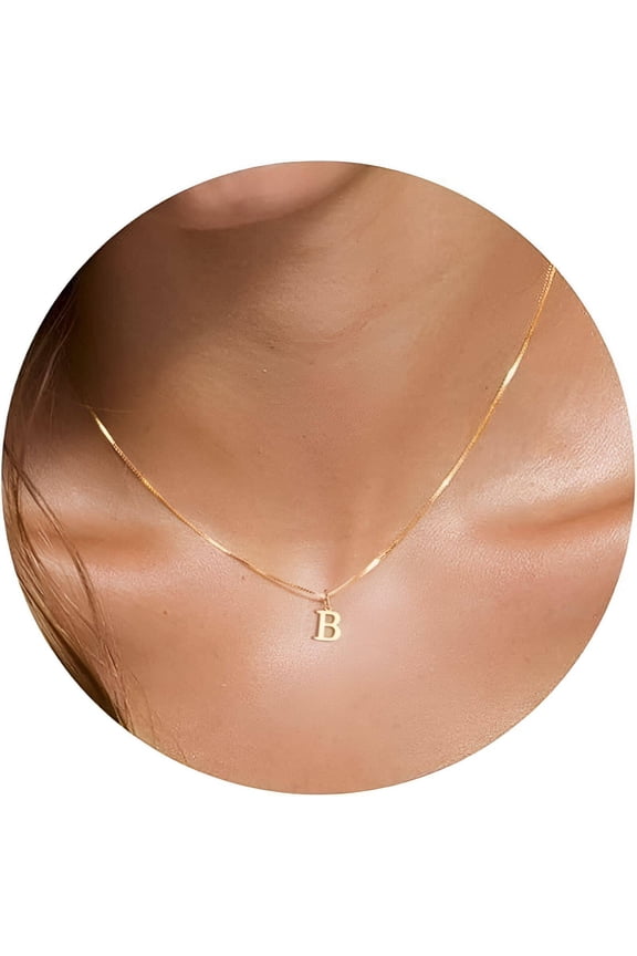 Letter D Necklace for Women,Box Chain Design D Initial Necklaces for Women,Fashionable and Exquisite Letter Pendant,Gold,StyleB