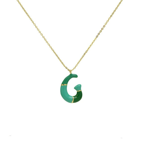 DESIGNICE Letter Necklace Gold,Sweet and Cute Colorful Necklace for Women,Colorful Pastel Tones Kissyan Initial Letter Pendant Necklace,Multicolor,StyleG