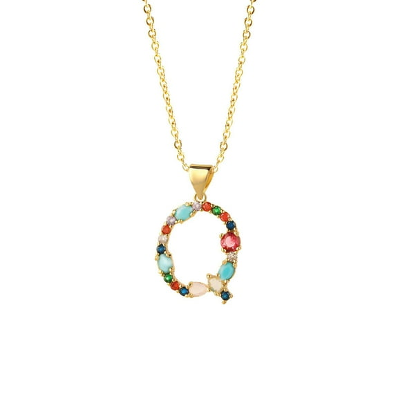 DESIGNICE Letter Necklace Gold,Unique Style Colorful Necklace for Women,Personalized Design Kissyan Initial Letter Pendant Necklace,Multicolor,StyleQ