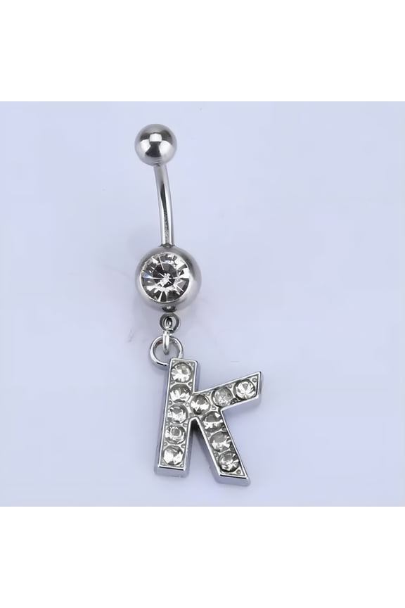 Letters A-Z Charming Body Piercing Jewelry Rhinestone Navel Belly Button Ring