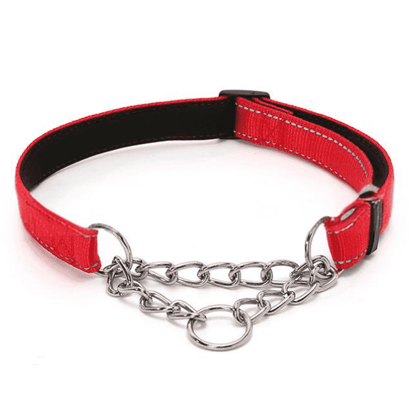 GASTROPOD Light Up Dog Collar,Nylon Webbing,Glow in The Dark,Customizable Sizing,Red