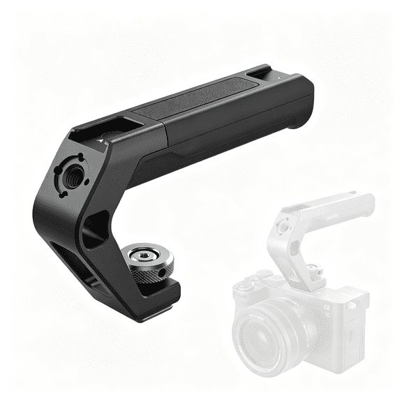 DESIGNICE Lightweight Cold Shoe Top Handle,Tiny Camera Top Grip Only 113G,Handgrip with Locating Hole for Arri and Two Cold Shoe Mounts,For Camera and Camera Cage - 5976
