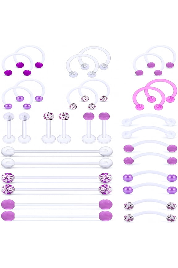 Lip Septum Rings Eyebrow Industrial Smiley Piercing Jewelry Plastic Cartilage Helix Tragus Daith Earrings Vertical Labret Medusa Retainers Kits for Surgery Work Sports