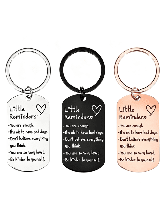 Little Reminders Keychain 3Pcs Inspirational Key Ring You Are Enough Daily Affirmation Mental Health Positive Gifts,Warm Healing Letter Keychain
