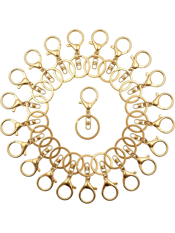 Lobster Claw Clasps for Keychains 24Pcs Metal Large Lobster Claw Clasps Flat Split Key Chain Rings Bag Charm Clip Keychain Clip Hooks for Diy Key Chain Supplies Accessories (Kc Gold)