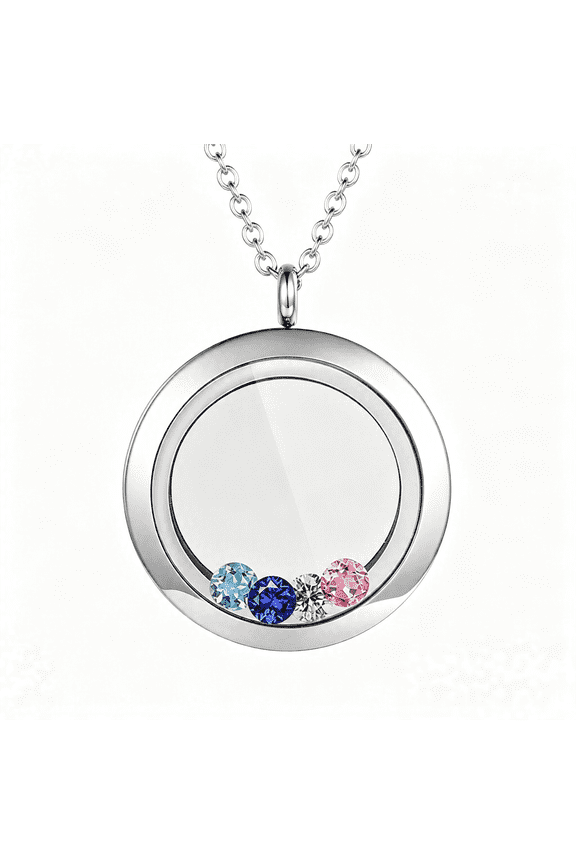 Locket Necklace, Diy Floating Round Locket Pendant, Living Floating Memory Necklace for Women Friendship Necklace Memory Nostalgic Sentimental Locket Necklace for Women
