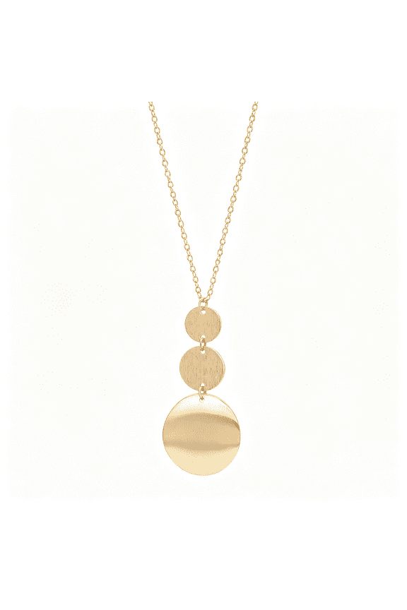 Long Disc Pendant Necklace for Women 18K Gold Plated Sweater Chain Fashion Jewelry