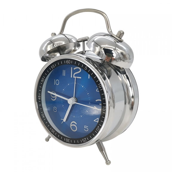 DESIGNICE Loud Alarm Clock for Heavy Sleepers Adults,Retro 4 Inch Silent Non Ticking Quartz with Backlight,Twin Bell Analog Kids Alarm Clocks for Bedrooms Bedside (Blue)