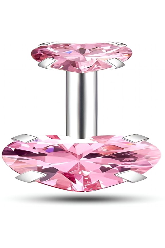 Love Belly Button Rings Double Heart Zircon 14G 316L Stainless Steel Navel Ring CZ Belly Rings Piercing Jewelry