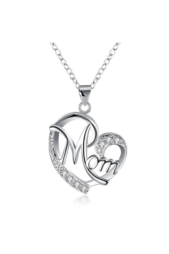 Love Mom Necklace Jewelry Mum Letters Heart Pendant Necklace Mother Day Gift