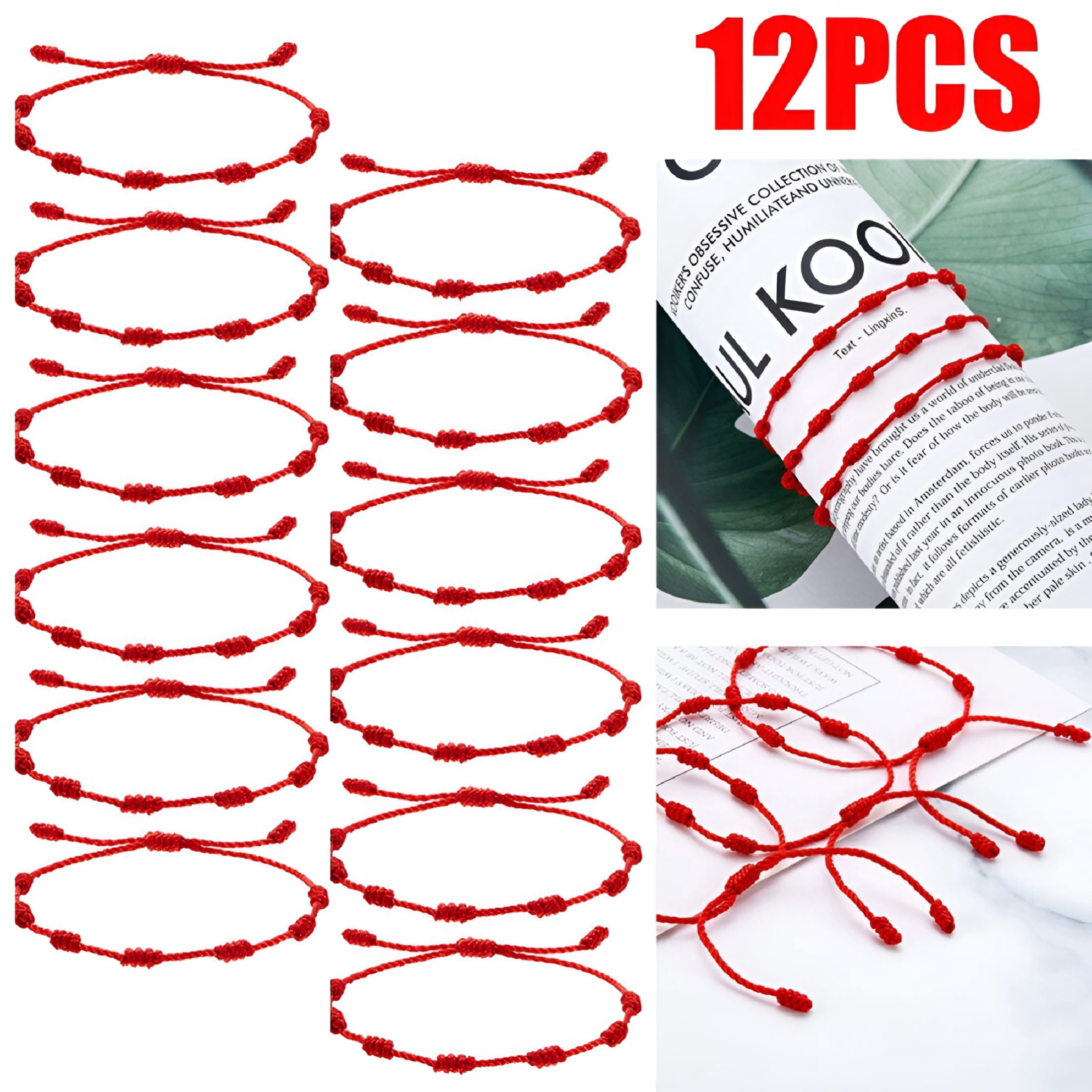 DESIGNICE Lucky Red String Bracelet Amulet 7 Knots Protection Rope for ...