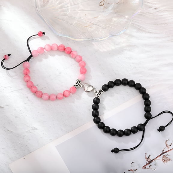 DESIGNICE 2026 New Magnet Couple Bracelets for Women Men Romantic Heart Matching Lovers Natural Stone Beads Yoga Bracelet Valentine Gift Jewelry