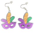 thumbnail image 1 of DESIGNICE Mardi Gras Earrings,Unique Acrylic Material Mardi Gras Earrings for Women,No Burden When Wearing Mardi Gras Accessories for Women,Purple,Style2, 1 of 5