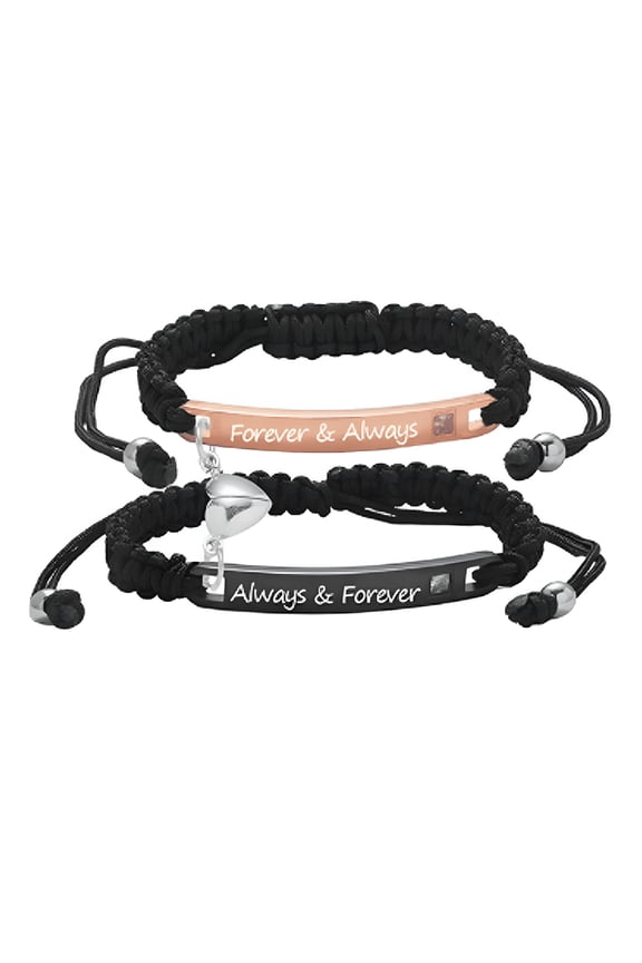 2026 New Matching Bracelets,Rose Quartz Friendship Bracelets, Black and Red Matching Bracelets for Couples,,Always\U0026Forever