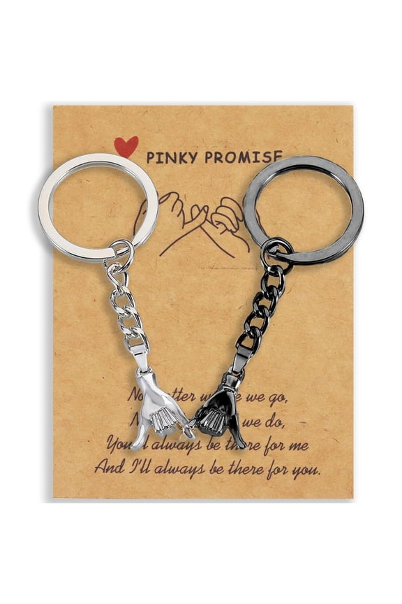 Matching Couple Keychain Gift for Boyfriend Girlfriend Him Her Pinky Promise Best Friend Birthday Gift for Women Key Ring