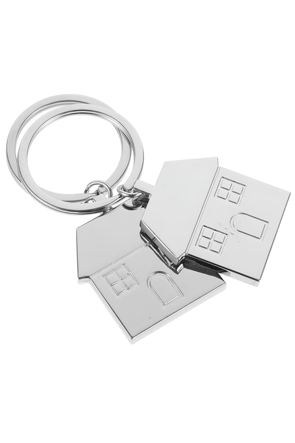 Matching Keychains Home Shaped House Decoration Warming Silver