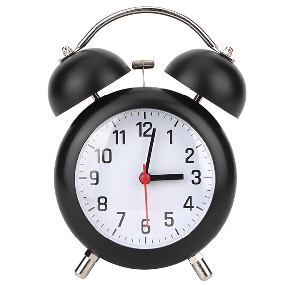 DESIGNICE Mechanical Clock,3.5in Mute Metal Alarm Clock with Night Light Manual Wind Up Double Twin Bell Clock