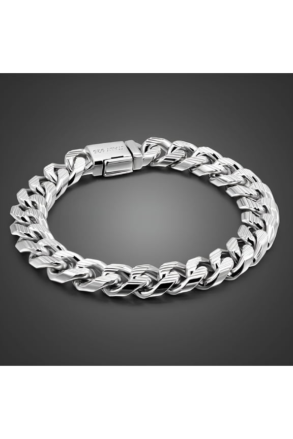 Men 100% 925 Sterling Silver Bracelets Curb Cuban Chain 10 MM 7-10 inch Silver Bracelets Punk Fine Jewelry Gift