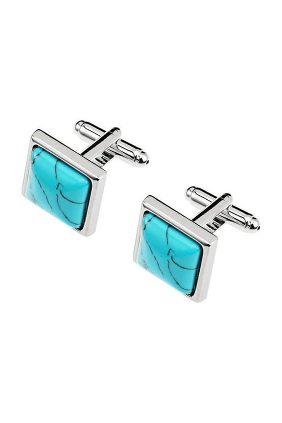 Men'S Cufflinks Turquoise Quadrate Cuff Link Set,Cute Cufflinks for Men