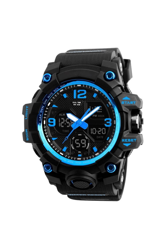 Men'S Wrist Watch,Large Face Military Waterproof Tactical Watches for Men with Stopwatch Alarm Led Back Light Sports Watch,Blue Sports Watch