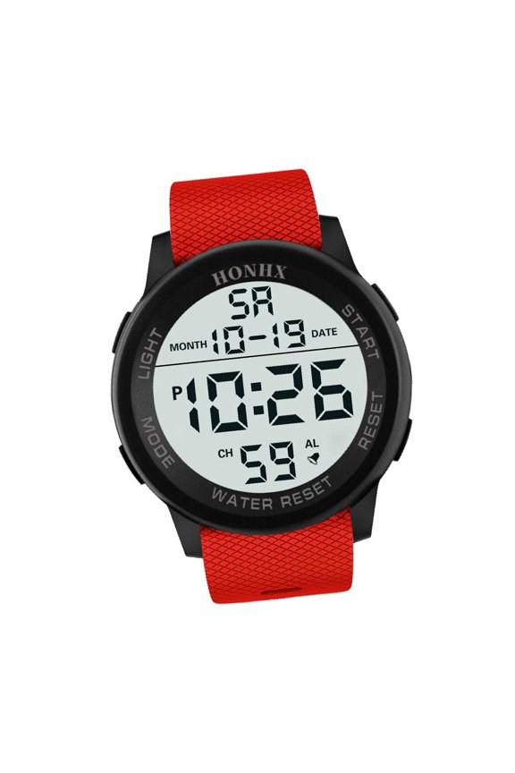Men'S Wrist Watches,Military-Style Watch Digital Watch Men,Led Backlight Multi-Function Sports Tactical Watch,Red