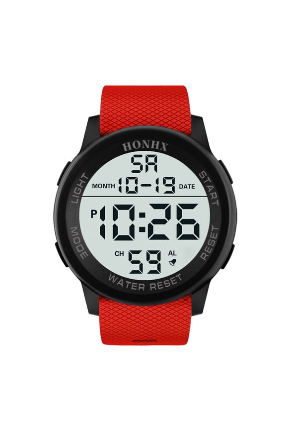 Men'S Wrist Watches,Military-Style Watch Digital Watch Men,Led Backlight Multi-Function Sports Tactical Watch,Red