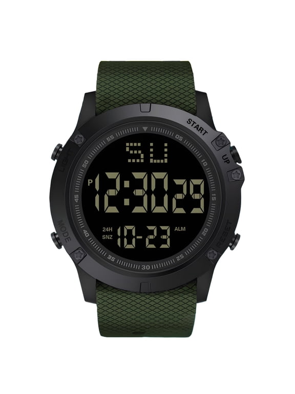Men'S Wrist Watches,Waterproof Watch Digital Watch Men,Led Display Scratch-Resistant Function Tactical Watch,Green