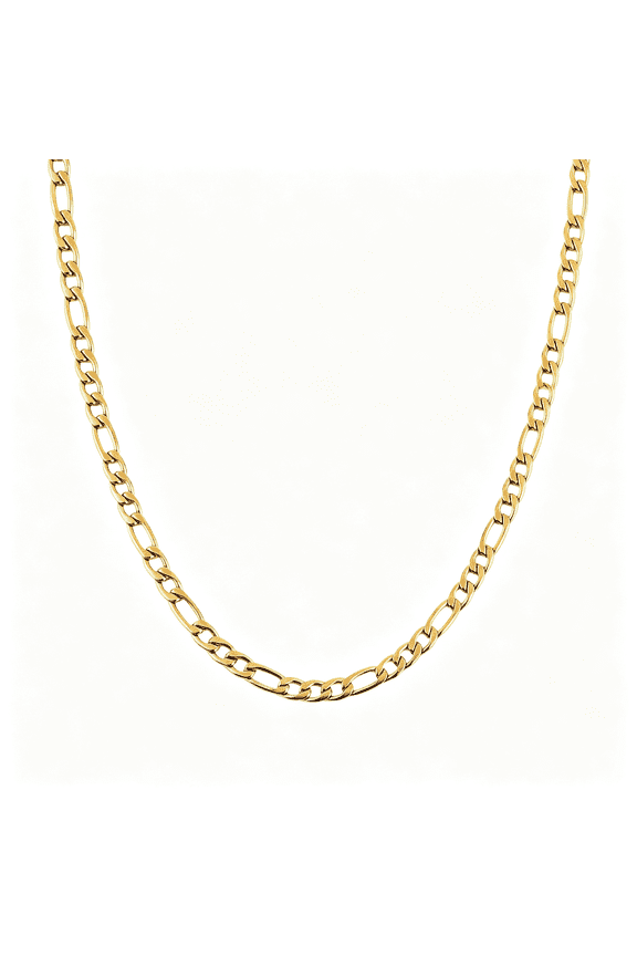 Men Women 24K Real Gold Plated Figaro Chain Stainless Steel Necklace, Wide 3Mm 5Mm 7Mm 9Mm Stainless Steel Figaro Chain Necklace