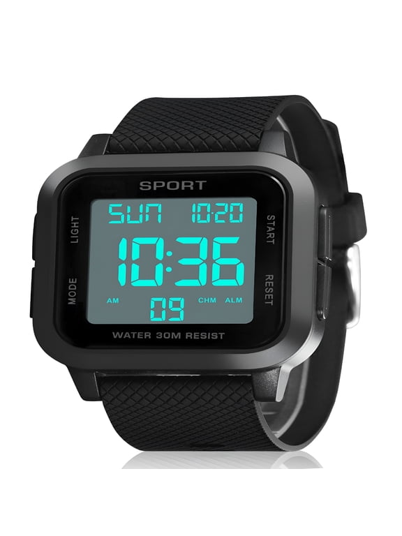 Men's Military Sports Watch, LED Screen Large Digital Face Waterproof Wristwatch, Sport Watch for Men