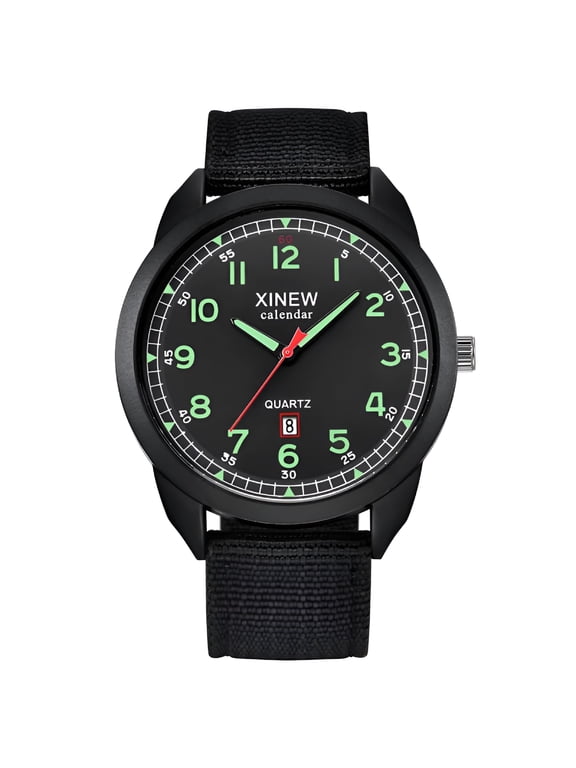 Men's Nylon Waterproof Date Work Watches Quartz Watch Analog Quartz Wrist Watch Straps for Men Wrist Watches