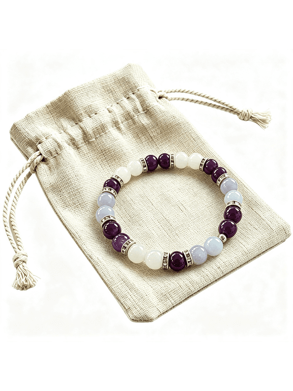Menopause Bracelet for Women-Natural Crystal Elastic Bracelet,Hot Flashes&Anxiety Relief,Calming Balance Bracelet for Menopause'S Support,Hormone Balance Jewelry Gift for Her