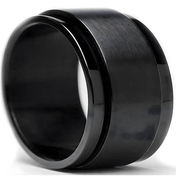 DESIGNICE Mens Black Stainless Steel Spinner Fidget Ring Anxiety Band Stainless Steel Rings 8Mm