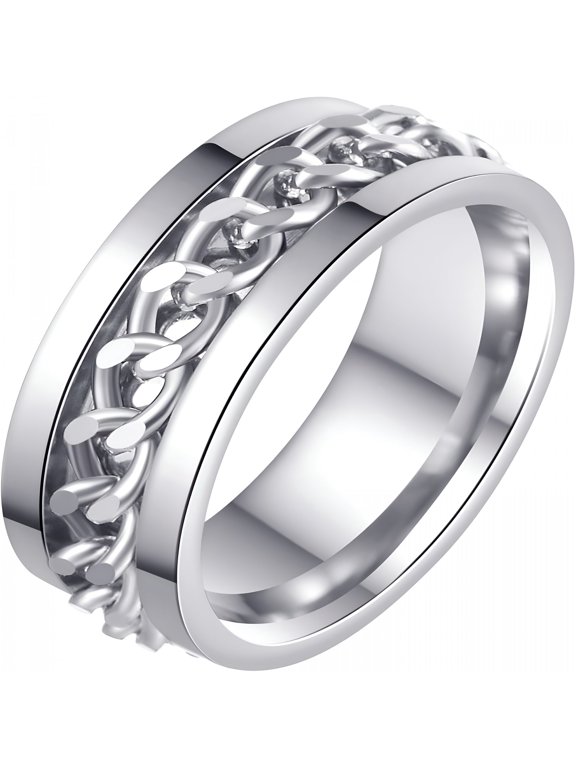 Mens Fidget Rings Anxiety Rings for Men Womens Chain Spinner Rings for Adults Titanium Steel Rings