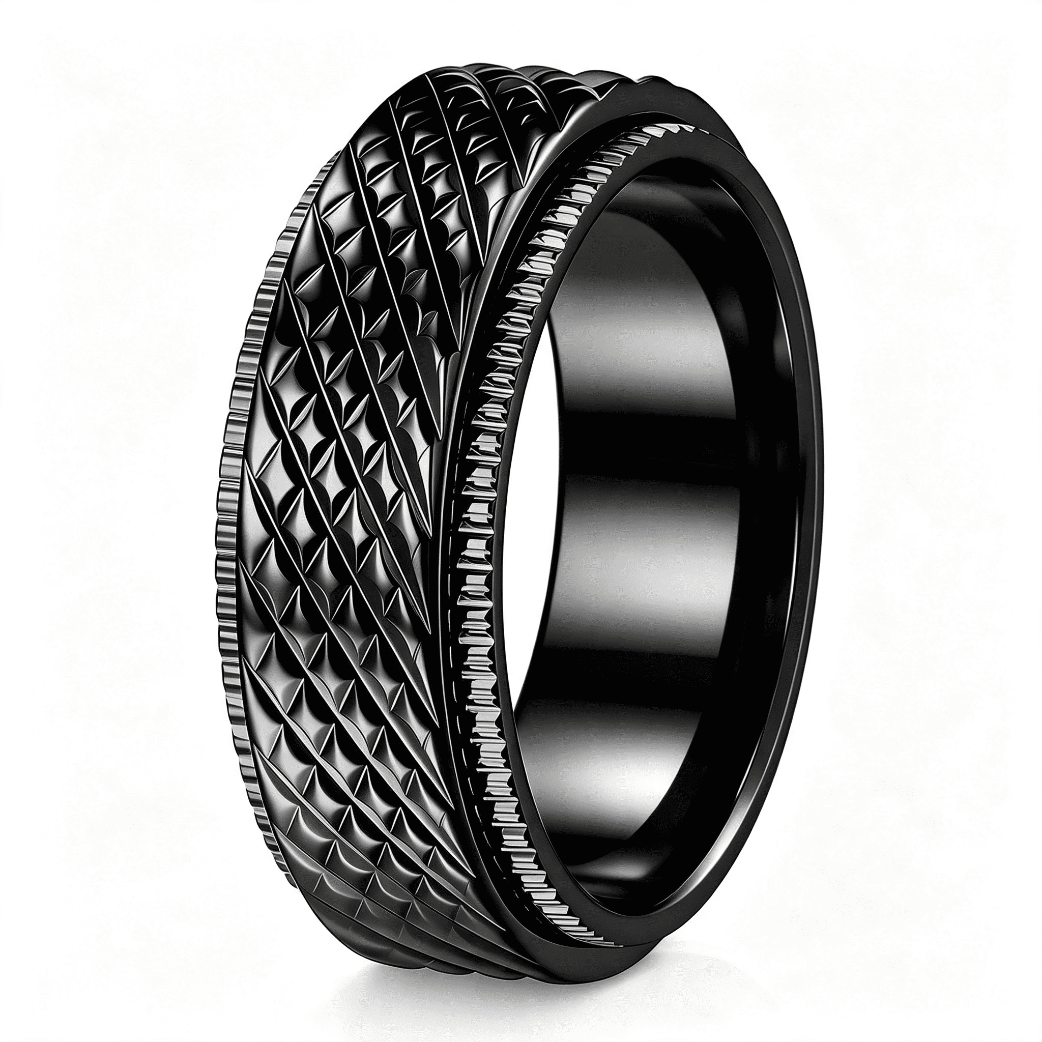 DESIGNICE Mens Fidget Rings Spinner Anxiety Ring for Men Black/Gold ...