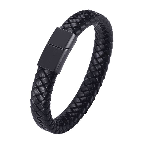 DESIGNICE 2026 New Mens Leather Bracelet Braided Leather Bracelet Emo Accessories Adjustable Bracelet Initial Bracelet Black