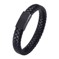 thumbnail image 1 of DESIGNICE Mens Leather Bracelet Braided Leather Bracelet Emo Accessories Adjustable Bracelet Initial Bracelet Black, 1 of 2