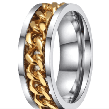 DESIGNICE Mens Rings,Gold-Plated Chain Design Stainless Steel Rings,Fade-Resistant Titanium Steel Tungsten Rings for Women,5