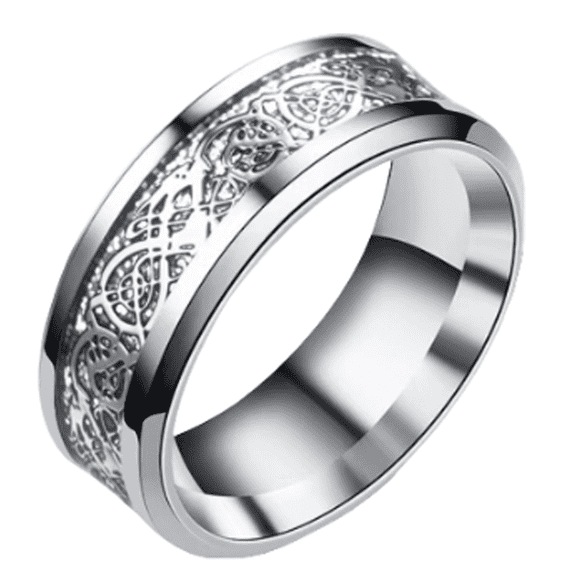 DESIGNICE Mens Rings,Versatile for Any Occasion Stainless Steel Rings,Dragon Pattern Engraving Tungsten Rings for Women,11