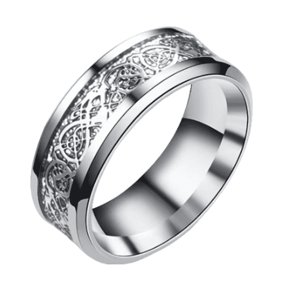 DESIGNICE Mens Rings,Versatile for Any Occasion Stainless Steel Rings,Dragon Pattern Engraving Tungsten Rings for Women,13