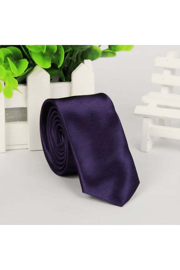 Mens Solid Color Tie For Men, Handmade Neckties With Multiple Colors - Dark Purple