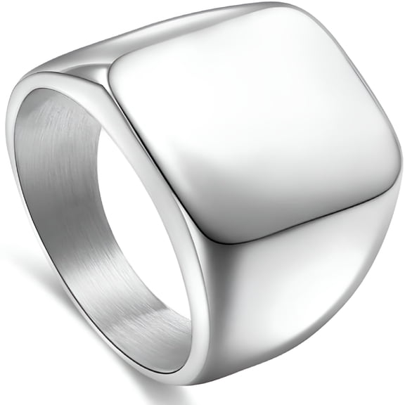 DESIGNICE Mens Stainless Steel Square Signet Rings,Pinky Thumb Ring for Dad Father Jewelry Gift,Men'S Ring for Biker