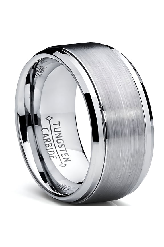 Mens Tungsten Ring Wedding Band Raised Brushed Finish Mens Tungsten Wedding Bands 9Mm