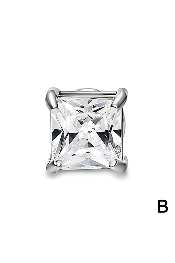 Mens & Women Clip On Non-Piercing Earrings Zircon Magnetic Ear Stud Crystal