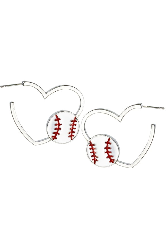 Metal Olive Sport Themed Large Hoop Earrings For Basketball, Football, Softball, And Baseball Fans With Heart Shaped Dangles Earrings for Women Pack