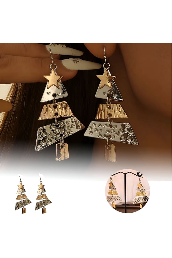 Metal Splicing Christmas Tree Earrings for Women - Fashion Holiday Drop Dangle Earrings, Christmas Earrings for Mom