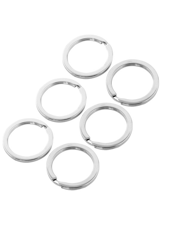Metal Split Ring Keyring Keychain Ring Loop Key Holder Organizer Silver Tone 6Pcs