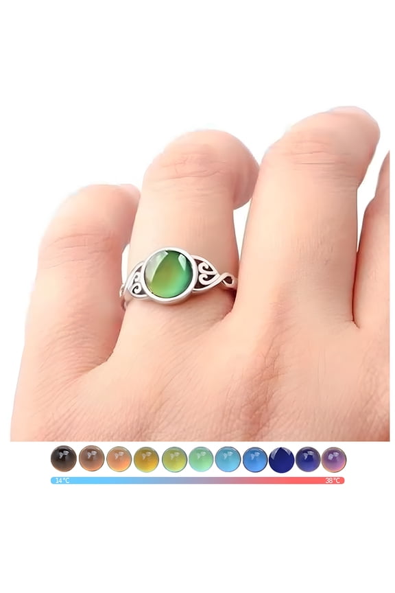 Mikeback Temperature Sensitive Color Change Ring Rings Temperature Colour Changing Rings for Women Fashion Jewelry Popular Accessories Holiday Gift for Wife Mood Ring Mood Rings for Women