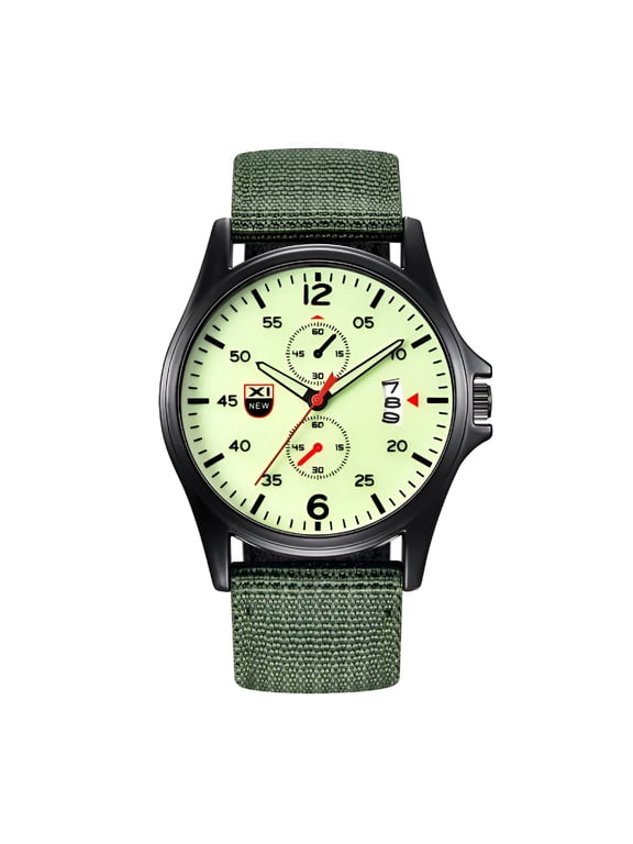 Military Quartz Watch for Men, Analog Army Tactical Wristwatch with Luminous Dial, Waterproof Nylon Strap Outdoor Timepiece
