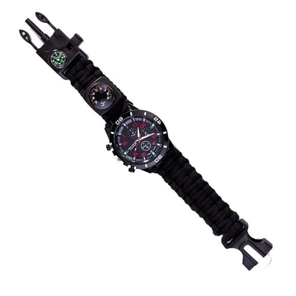 DESIGNICE Military Tactical Watch For Men Multifunctional Outdoor Survival Bracelet With Compass Thermometer Paracord Whistle Fire Starter Camping Hiking Gear